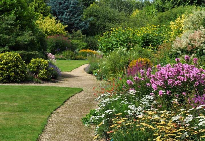 ornamental garden and a pathway