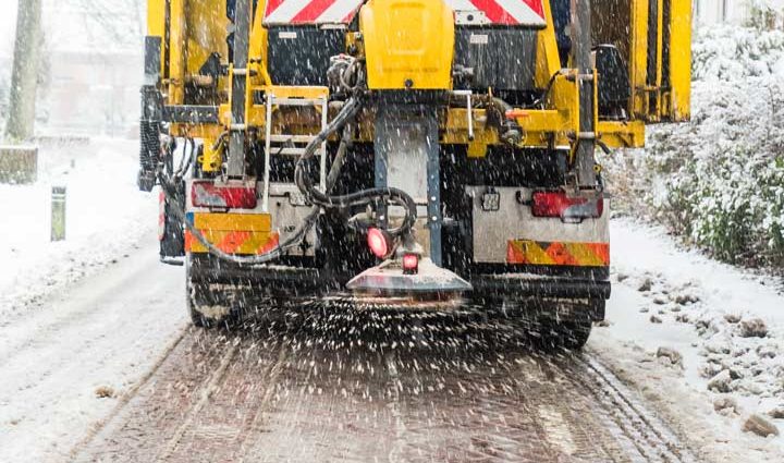 snow plow truck during winter season